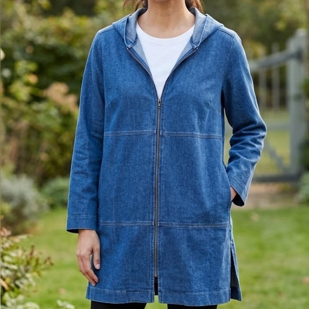 INDIGO PURE JILl  Zip-Front Jacket Tunic. Size L